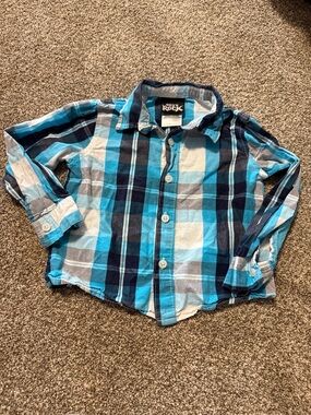Boys Rock Blue Plaid Button-Up Shirt